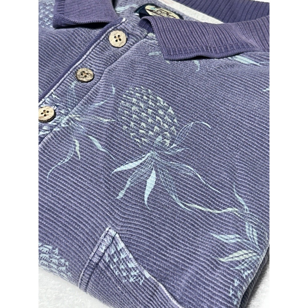 Tommy Bahama Pineapple All Over Print Polo Shirt Purple Gray Men's 2XL EUC VTG